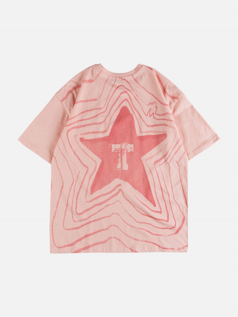 T Shirts Aelfric Eden Star Gradient Graffiti Tee Rose | ZQB-52430994